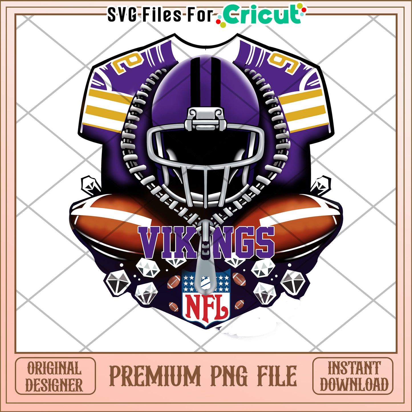 Vikings Football Team PNG File for Cricut, Unique Design Instant Download
