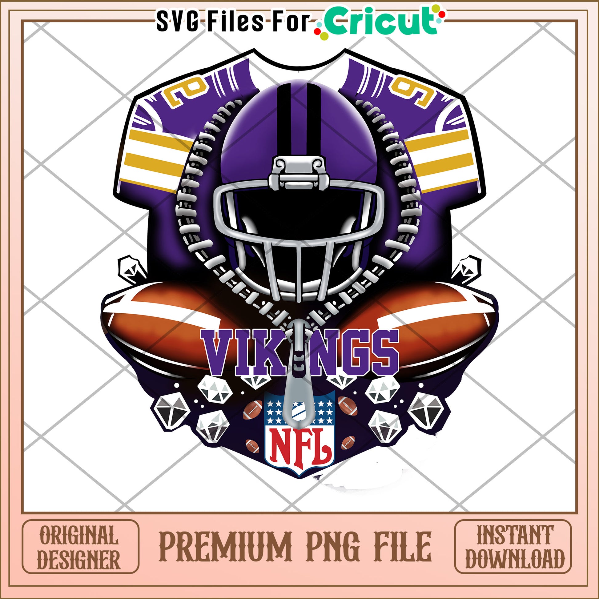 Vikings Football Team PNG File for Cricut, Unique Design Instant Download