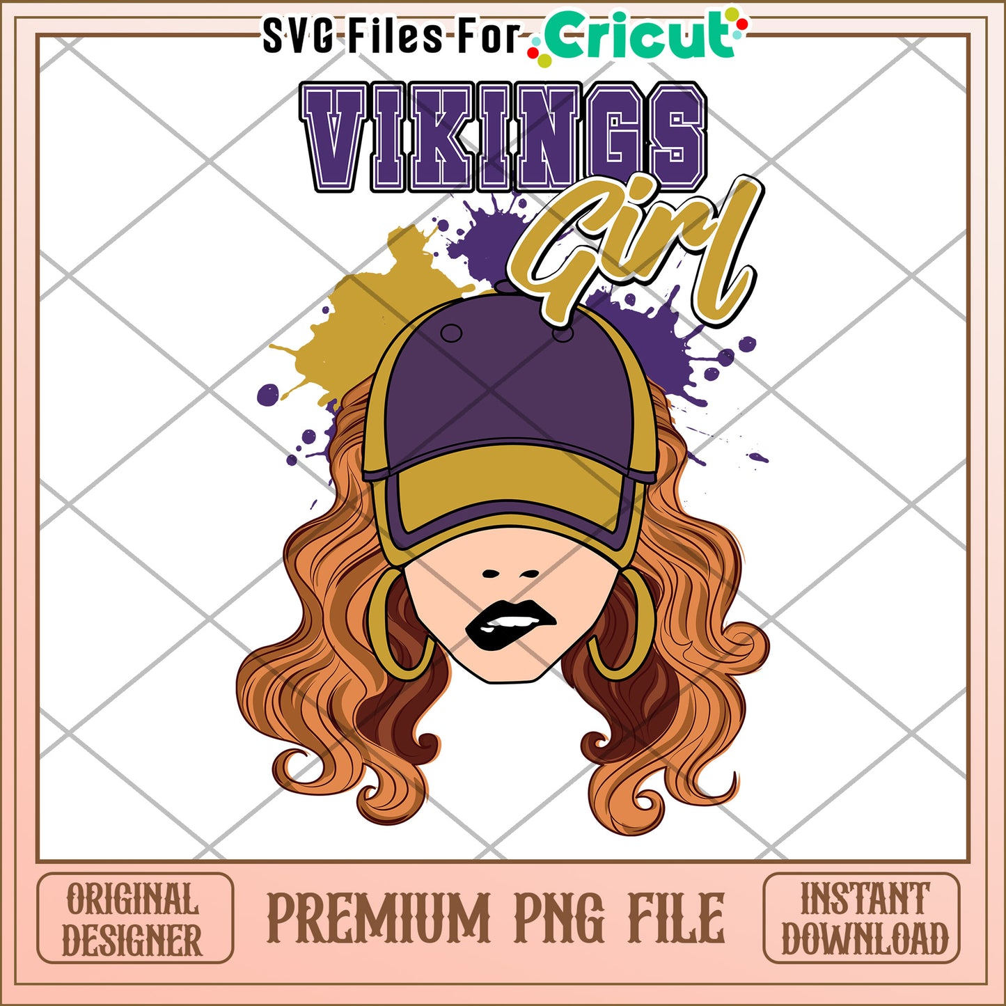 Vikings Girl PNG Design for Cricut, stylish and unique graphic file