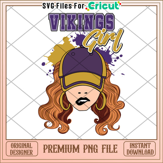 Vikings Girl PNG Design for Cricut, stylish and unique graphic file