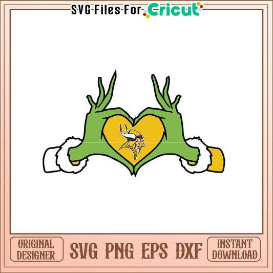 Vikings Grinch Heart SVG