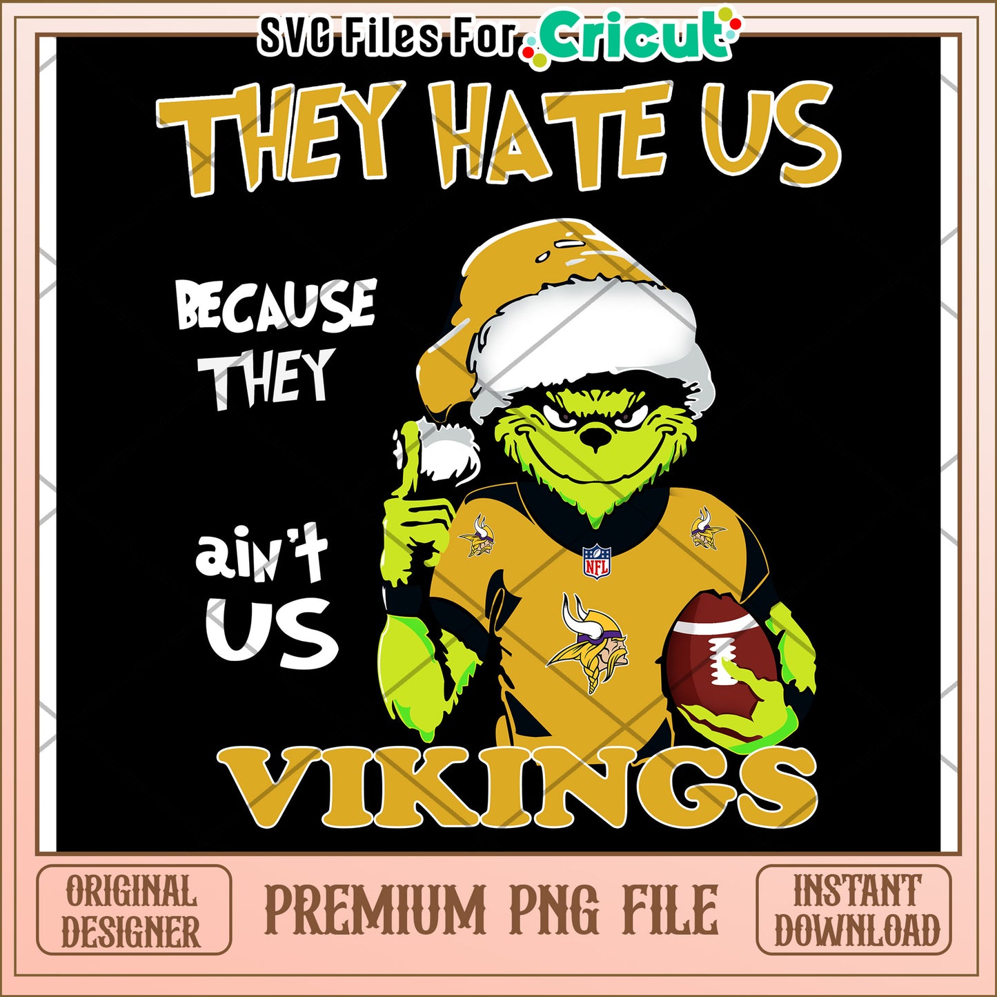 Vikings They Hate Us design for Cricut, fun football themed PNG file