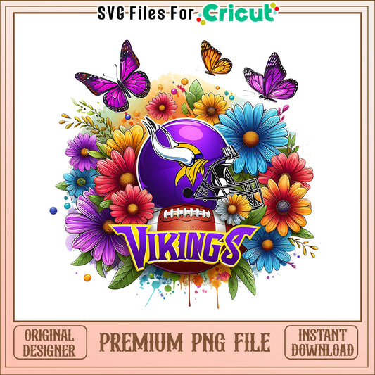 Vikings logo vintage flower png, Minnesota Vikings png, NFL png