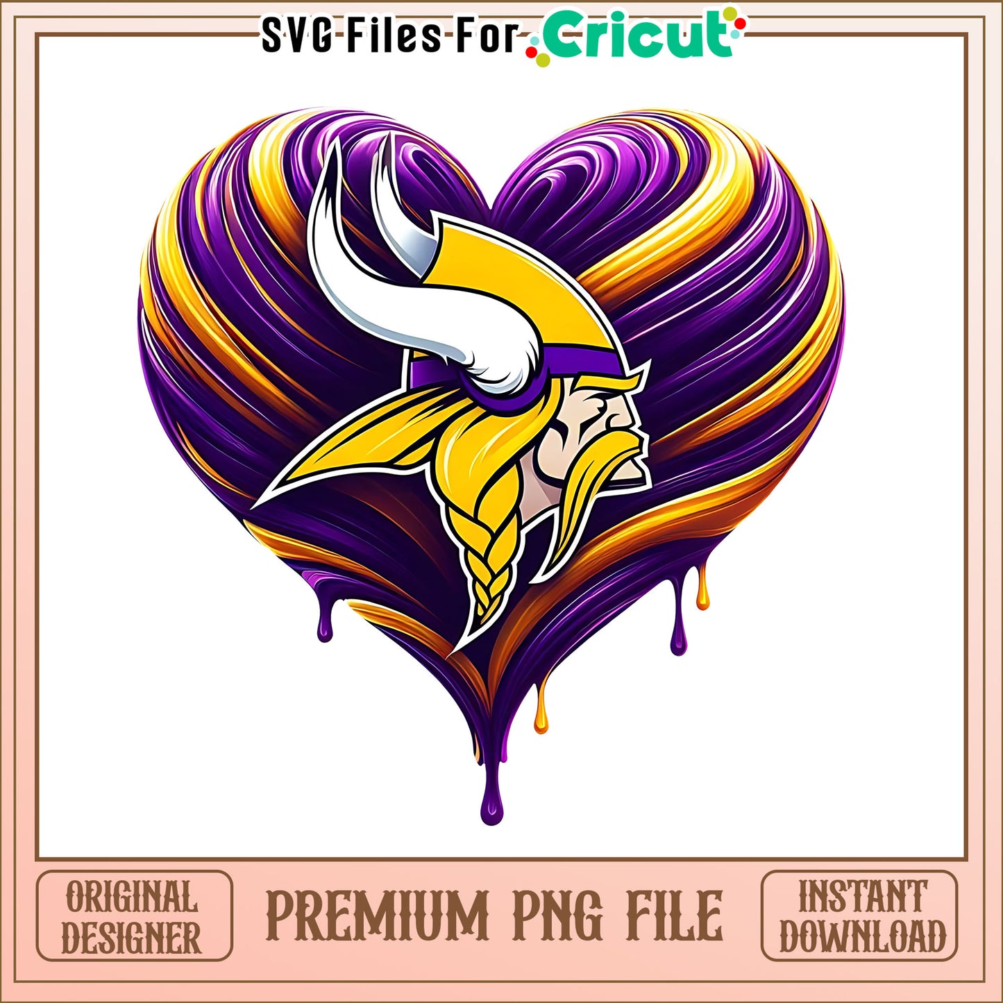 Vikings logo vintage heart png, Minnesota Vikings png, NFL png