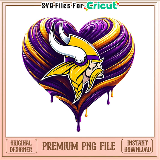Vikings logo vintage heart png, Minnesota Vikings png, NFL png