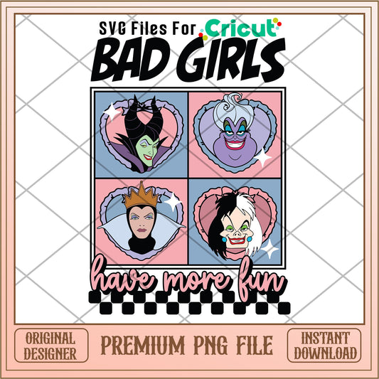 Villains Bad Girls More Fun png, Disney characters png, Digital Download
