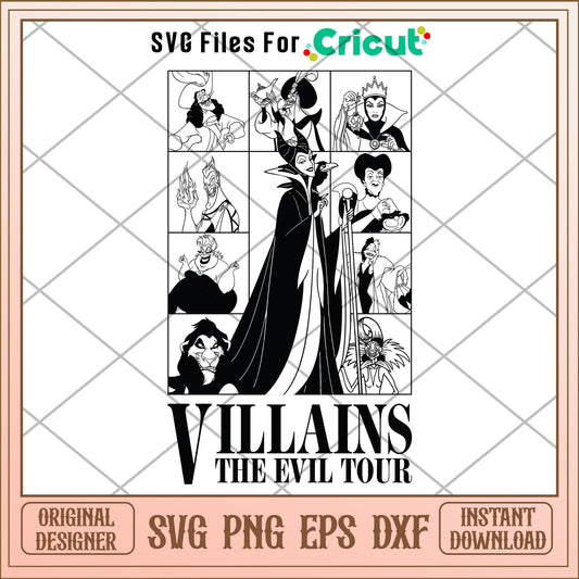 Villains Evil Tour svg, Disney characters svg, Digital Download
