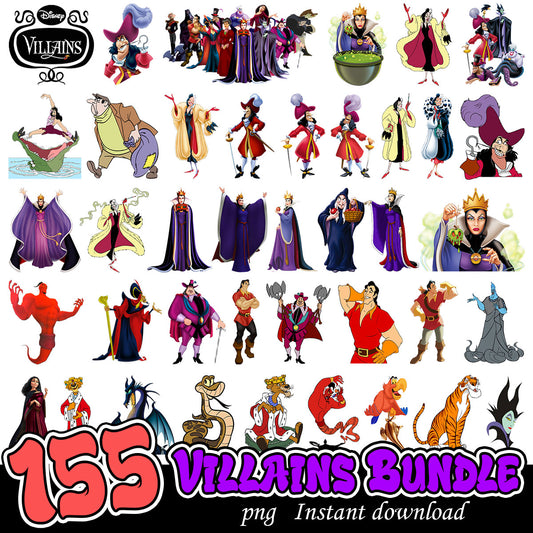 Disney Villains Bundle Png, Villains characters png bundle