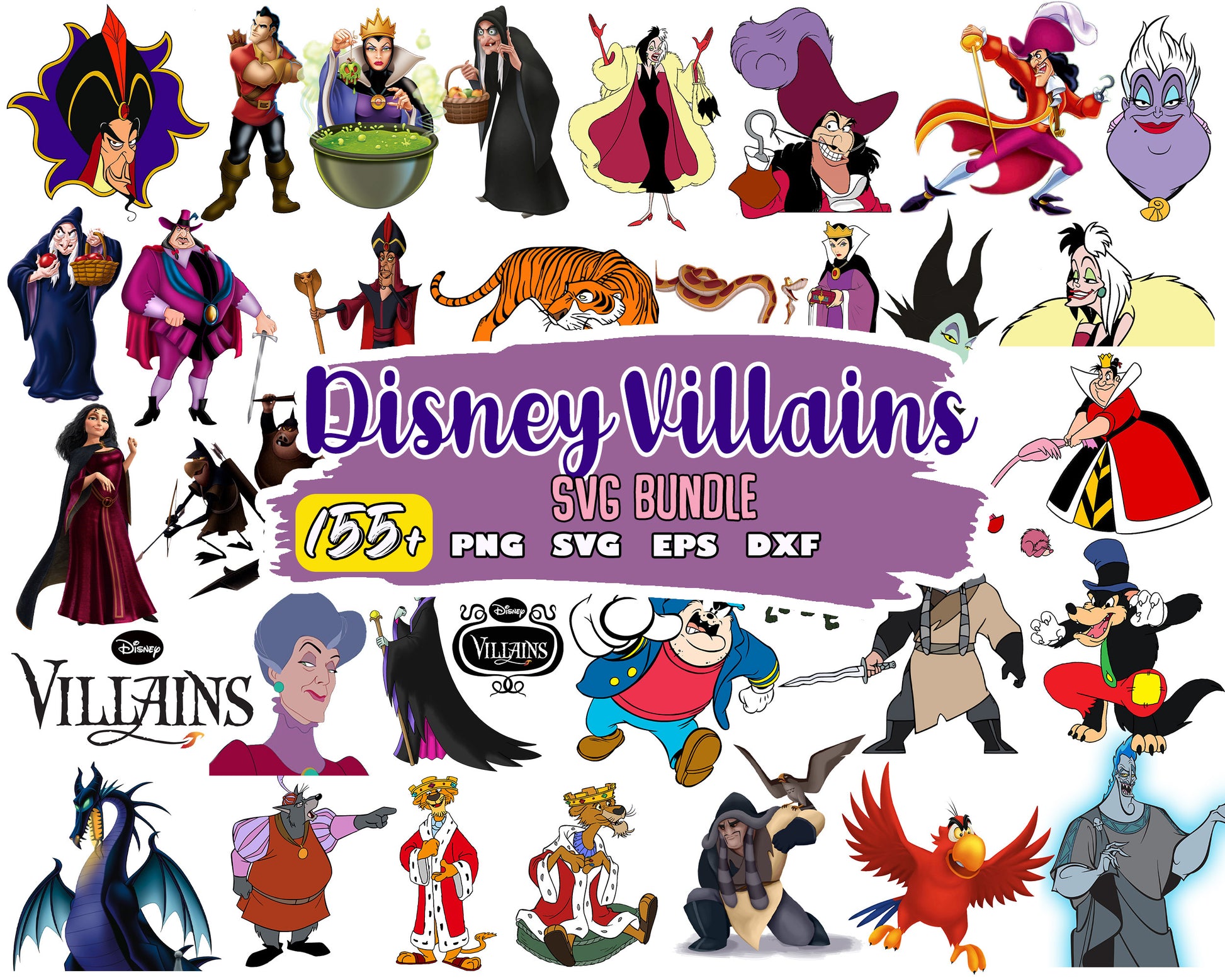 Disney villains characters​ bundle svg, all disney villains​ svg