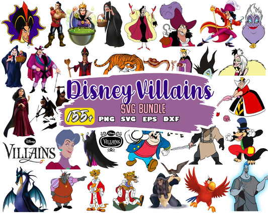 Disney villains characters​ bundle svg, all disney villains​ svg