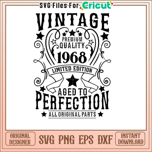 Vintage 1968 Aged to Perfection SVG