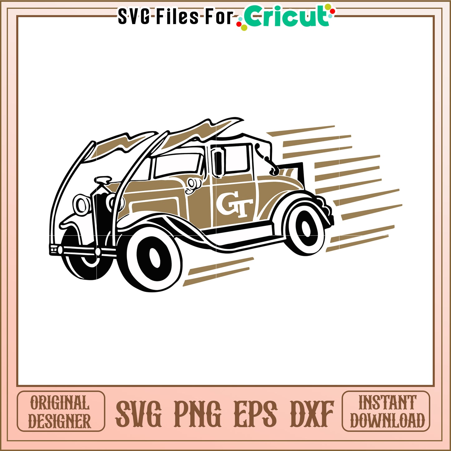 Vintage Car Graphic Design for Cricut Projects, Instant Download SVG and PNG