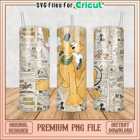 Vintage Cartoon Tumbler Design Featuring Pluto for Cricut Crafts