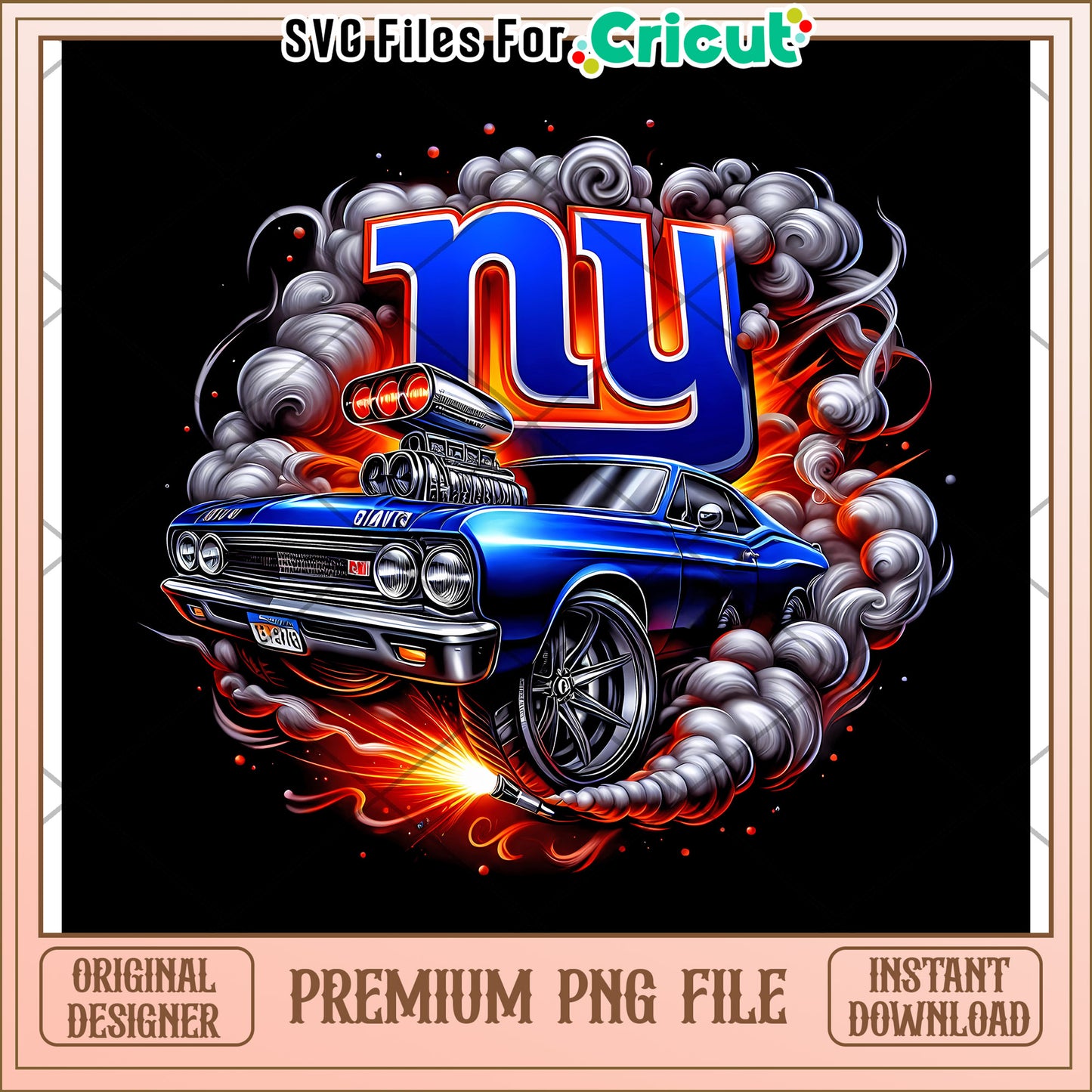 Vintage Car with NY Design, Premium PNG File for Download