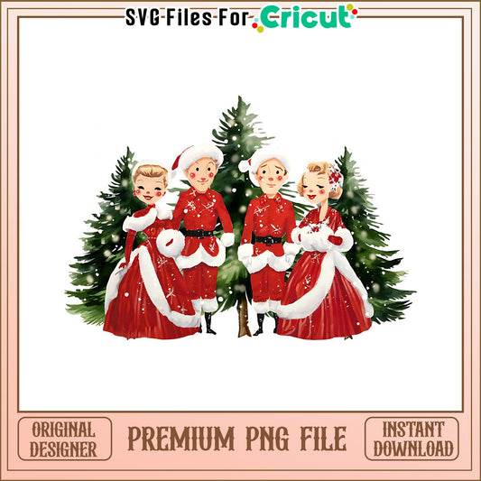 Vintage Christmas Carolers Illustration, perfect for holiday crafts