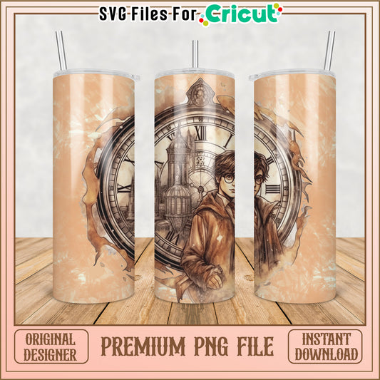 Vintage Clock Tumbler PNG Instant Download