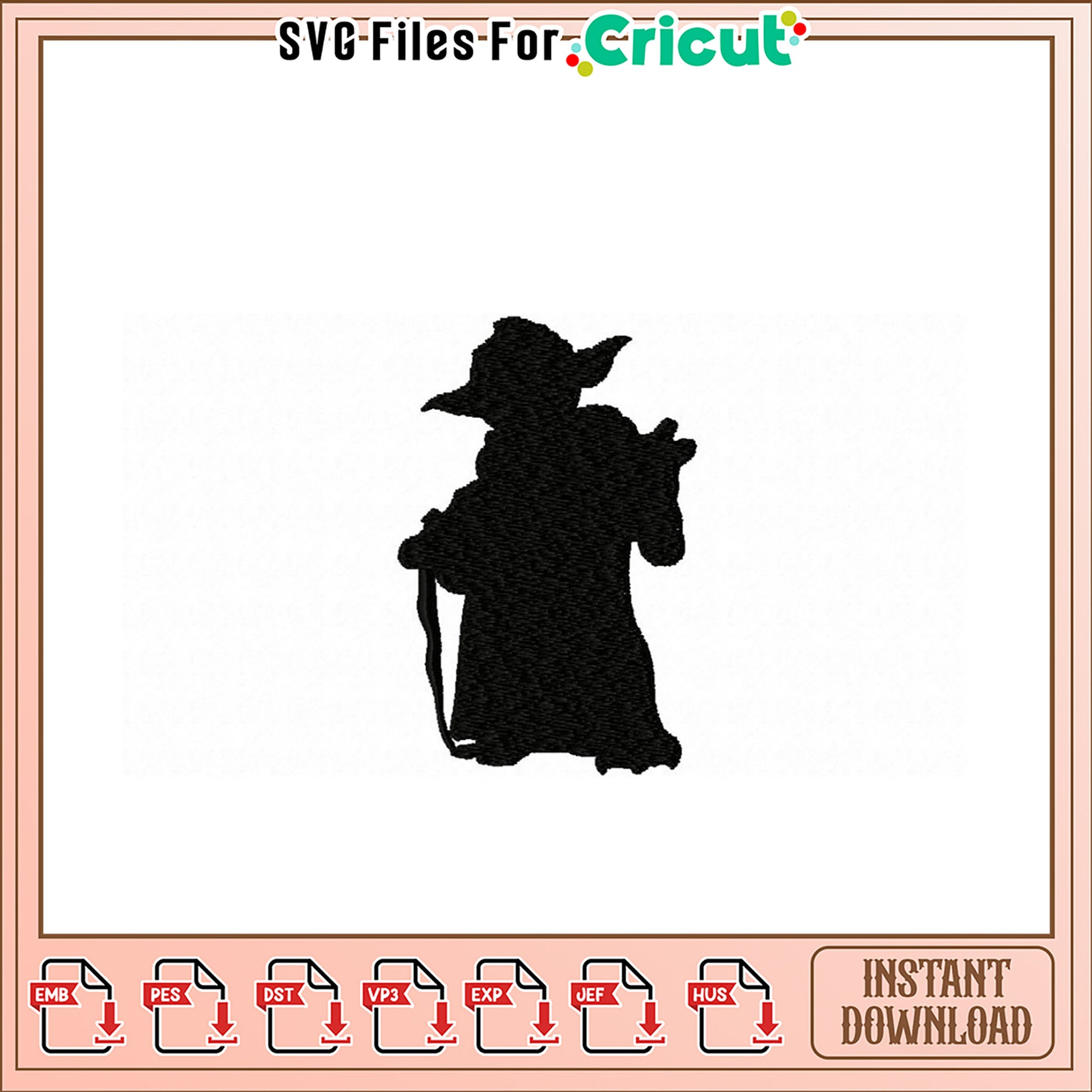 Vintage Cowboy Embroidery Design Instant Download Files