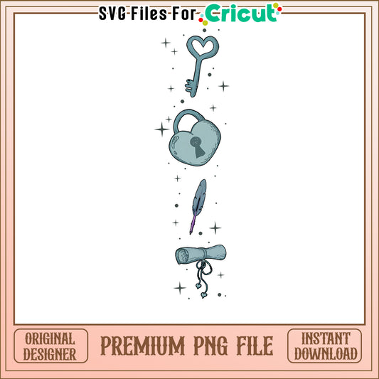 Vintage Key and Lock PNG Design, Perfect for Crafting Projects