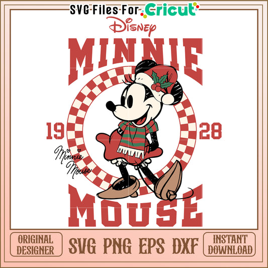Vintage Minnie Mouse Christmas SVG