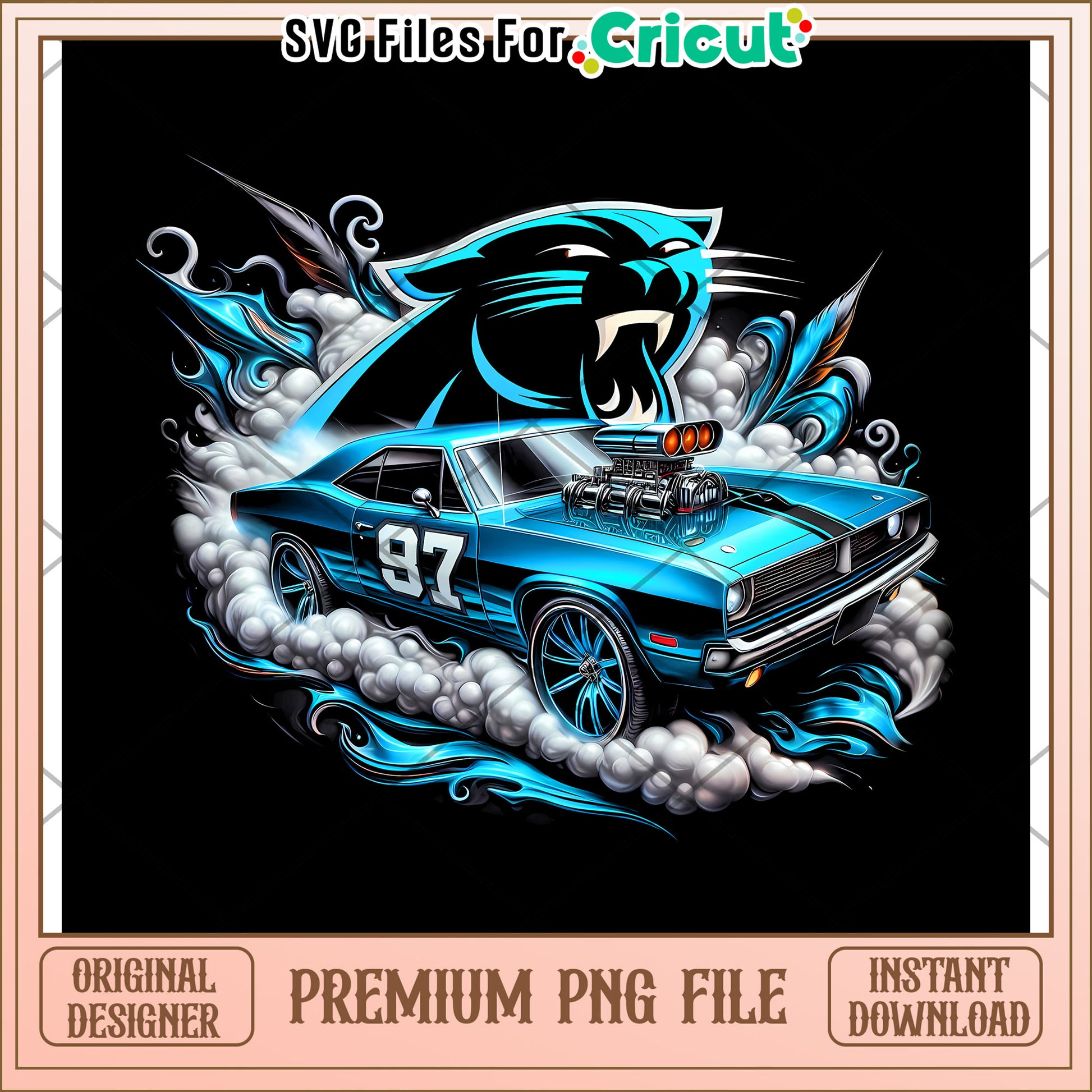 Vintage Muscle Car Design, Premium PNG for Crafting Projects