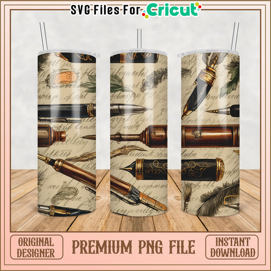 Vintage Pen Tumbler PNG Design