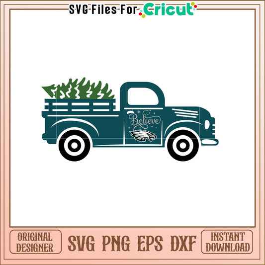 Vintage Truck Believe SVG Design for Holidays