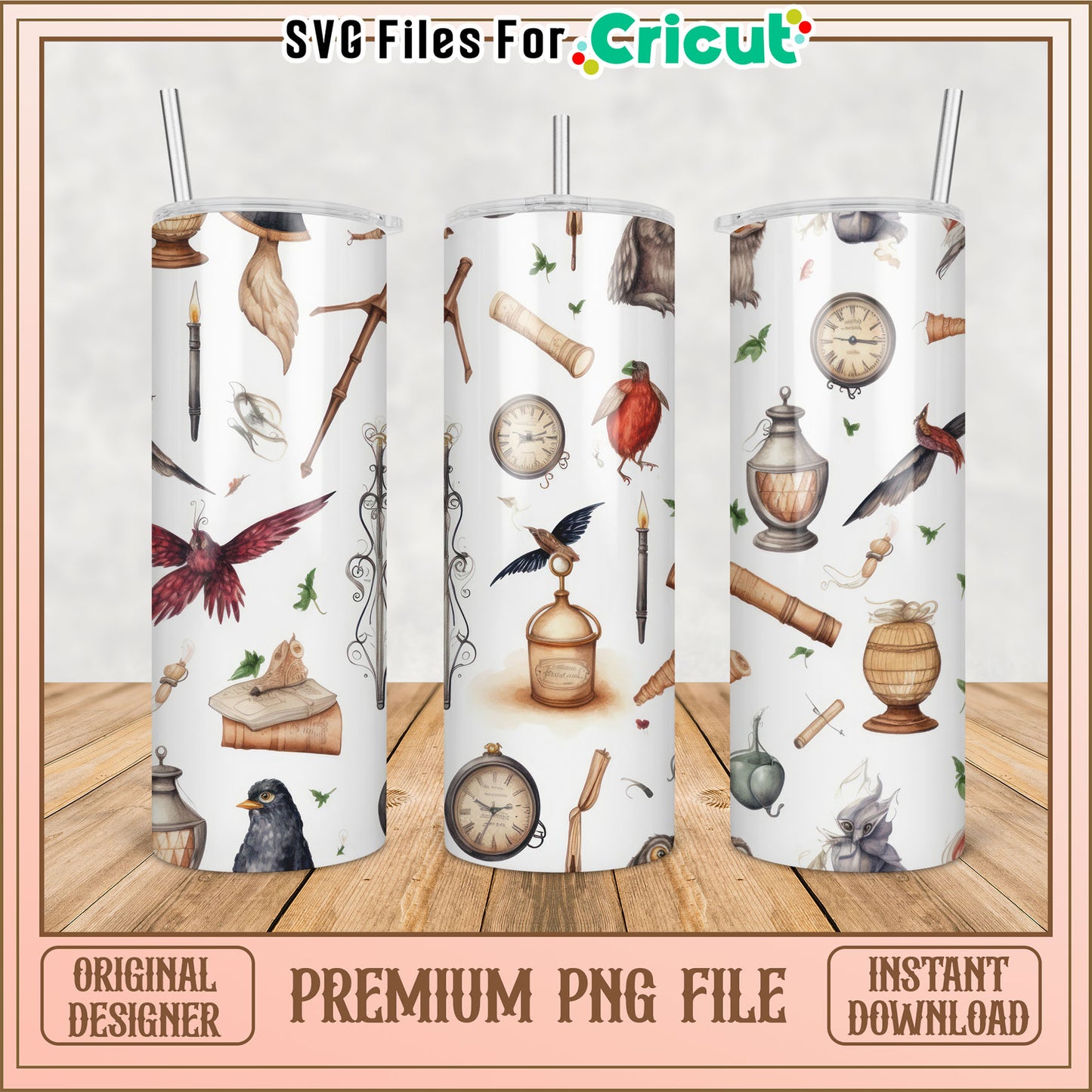 Vintage Tumbler PNG Sublimation Design