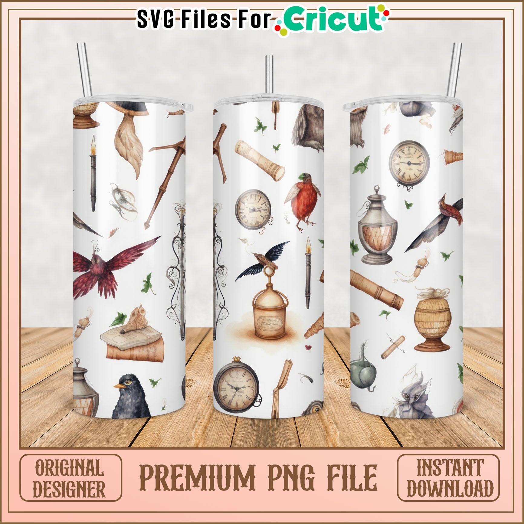 Vintage Tumbler PNG Sublimation Design