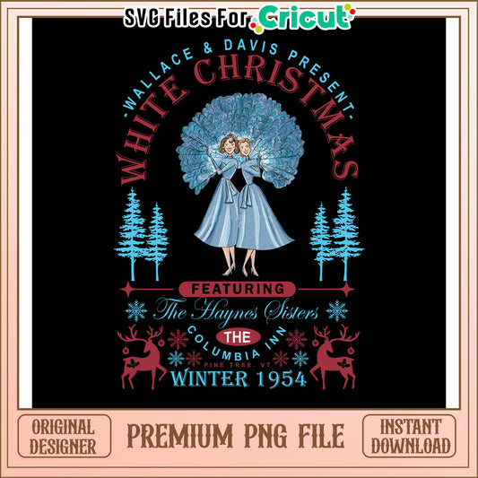 Vintage White Christmas Artwork, featuring The Haynes Sisters design