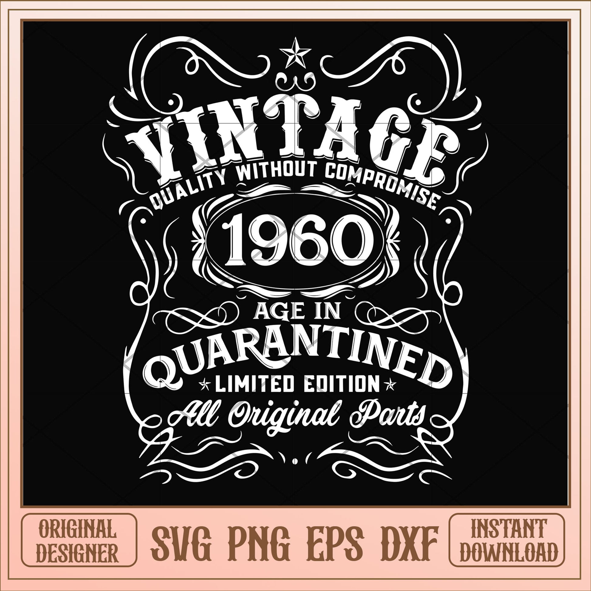 Vintage 1960 age in quarantined svg, vintage svg, birthday svg
