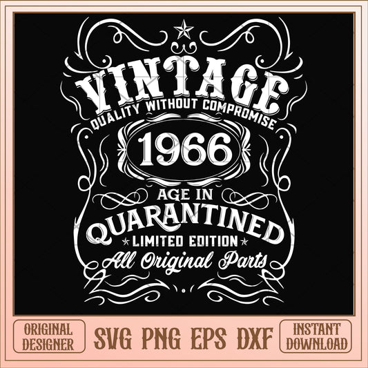 Vintage 1966 age in quarantined svg, vintage svg, birthday svg