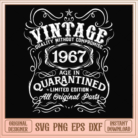 Vintage 1967 age in quarantined svg, vintage svg, birthday svg
