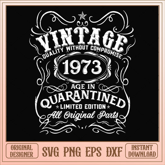 Vintage 1973 age in quarantined svg, vintage svg, birthday svg