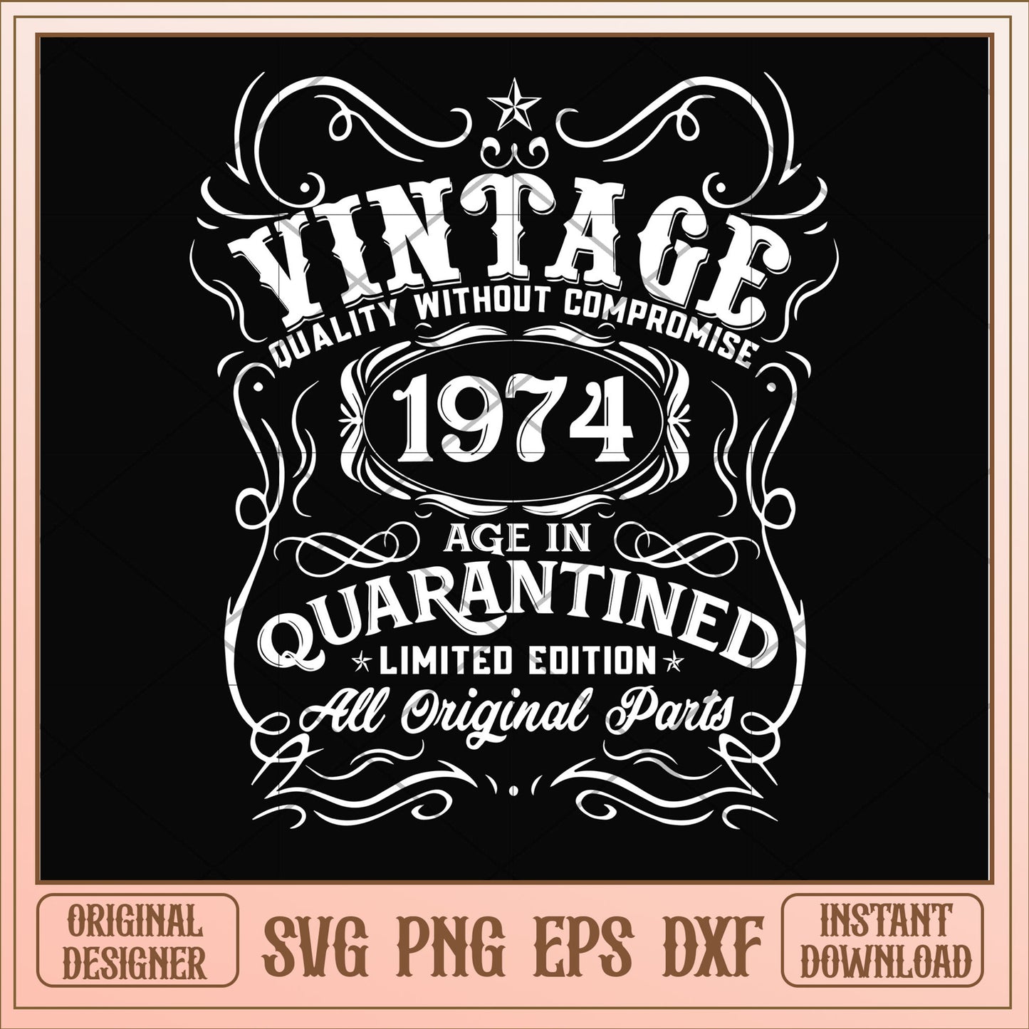 Vintage 1974 age in quarantined svg, vintage svg, birthday svg