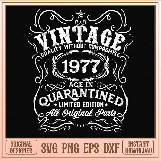 Vintage 1977 age in quarantined svg, vintage svg, birthday svg