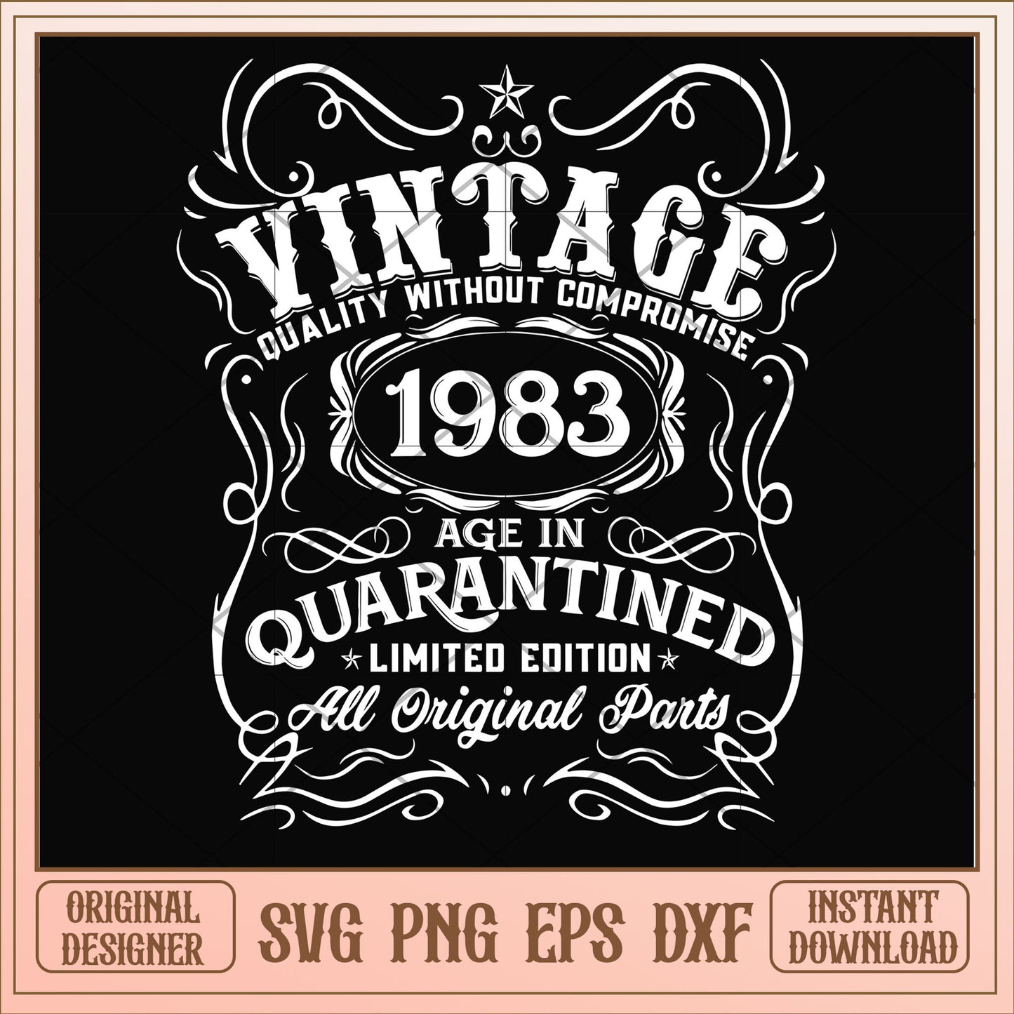 Vintage 1983 age in quarantined svg, vintage svg, birthday svg