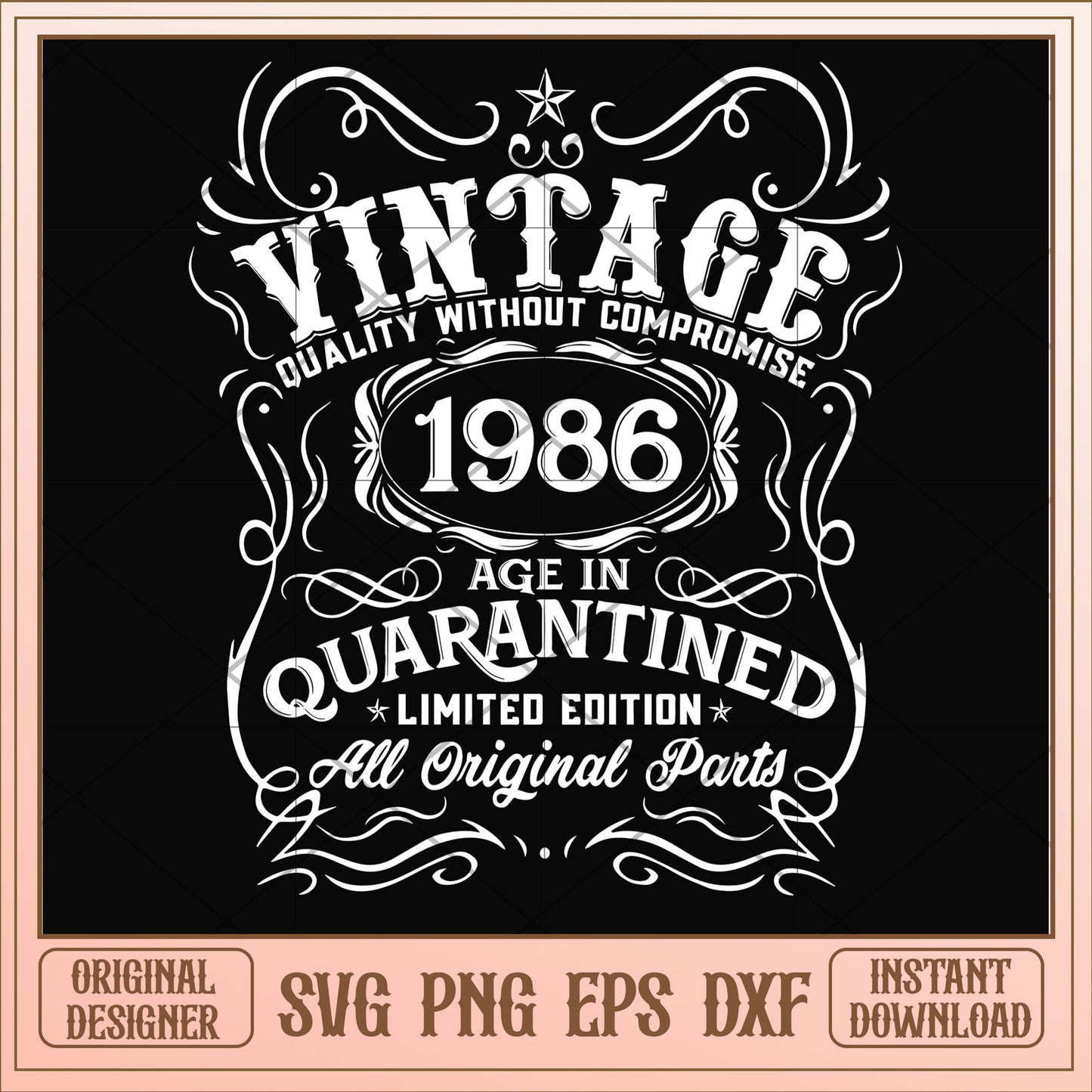 Vintage 1986 age in quarantined svg, vintage svg, birthday svg