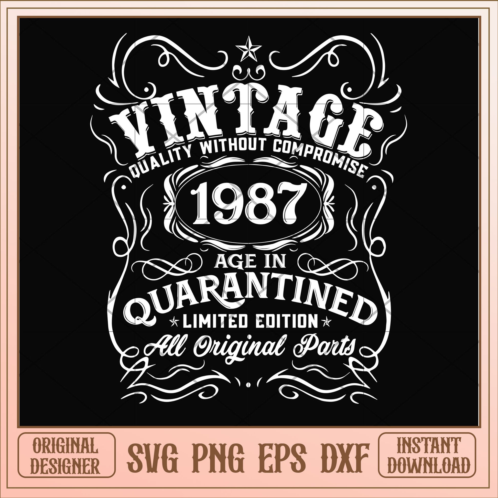 Vintage 1987 age in quarantined svg, vintage svg, birthday svg