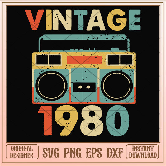 Vintage November 1980 svg, vintage svg, birthday svg