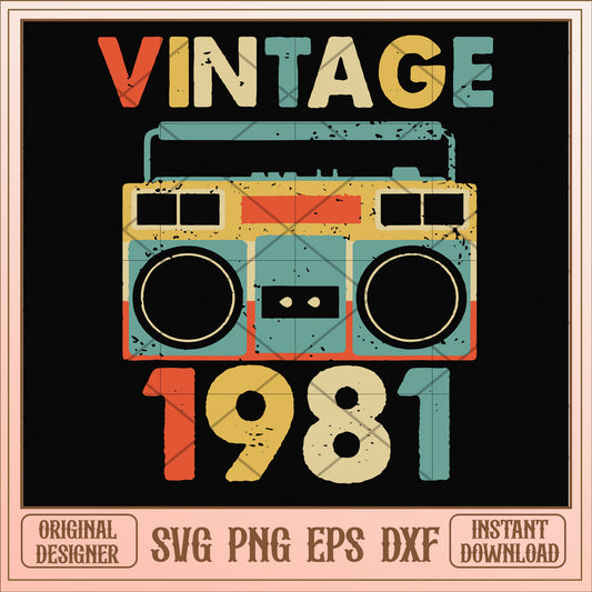 Vintage November 1981 svg, vintage svg, birthday svg