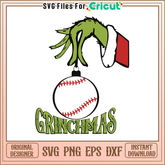 Vintage baseball grinchmas cartoon svg, grinch christmas balls​ svg