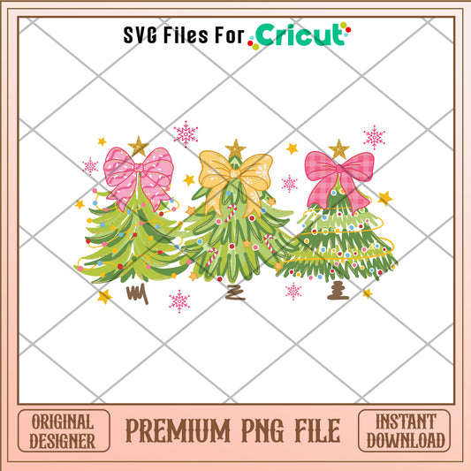 Vintage christmas tree and bow png, merry christmas png