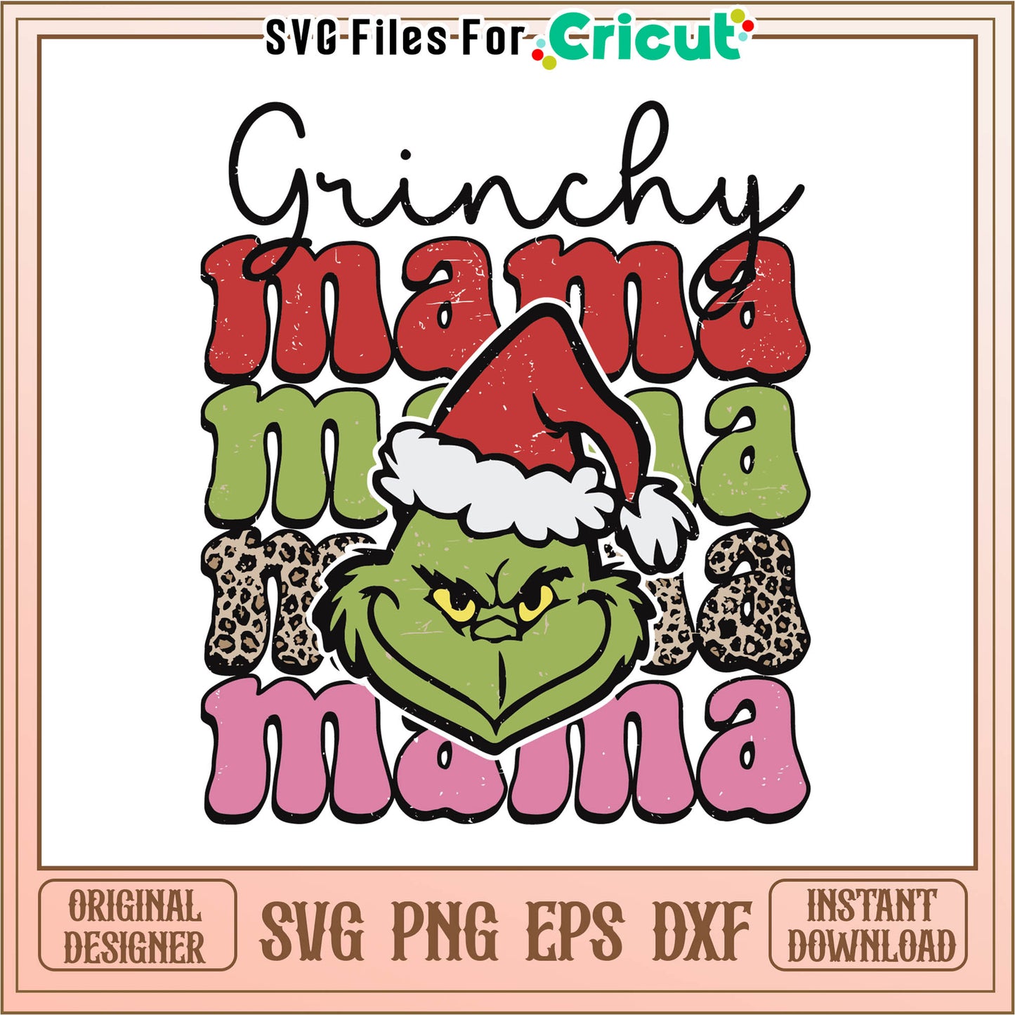 Vintage grinch christmas santa svg, cute grinch drawings​​ svg