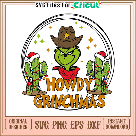 Vintage howdy grinchmas disney svg, grinch decorations​​ svg