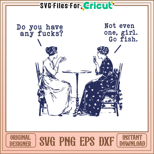 Vintage illustration of two women, playful dialogue and humor