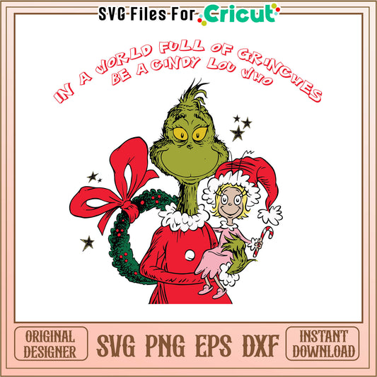 Vintage in a world full of grinches be svg, new grinch movie​​​ svg