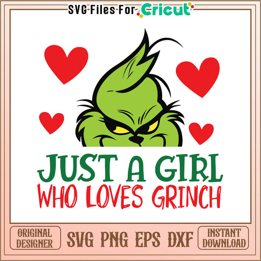 Vintage just a girl who loves grinch svg, grinch ornaments svg