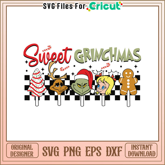 Vintage sweet grinchmas candy svg, funny grinch picture​​​​ svg