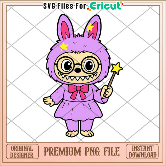 Violet labubu witch png, secret labubu​ png, labubu art​​​ png