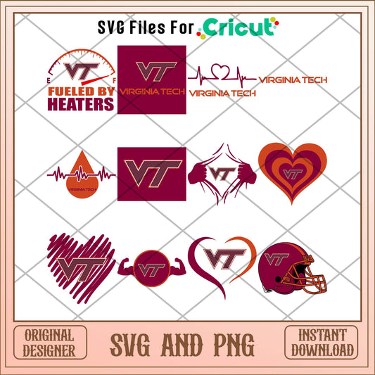 Virginia Tech heart svg, Virginia Tech college svg bundle, NCAA svg